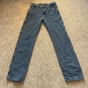 vintage rustler straight leg medium wash blue denim jeans